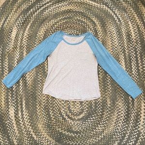 Long sleeve blue and grey shirt